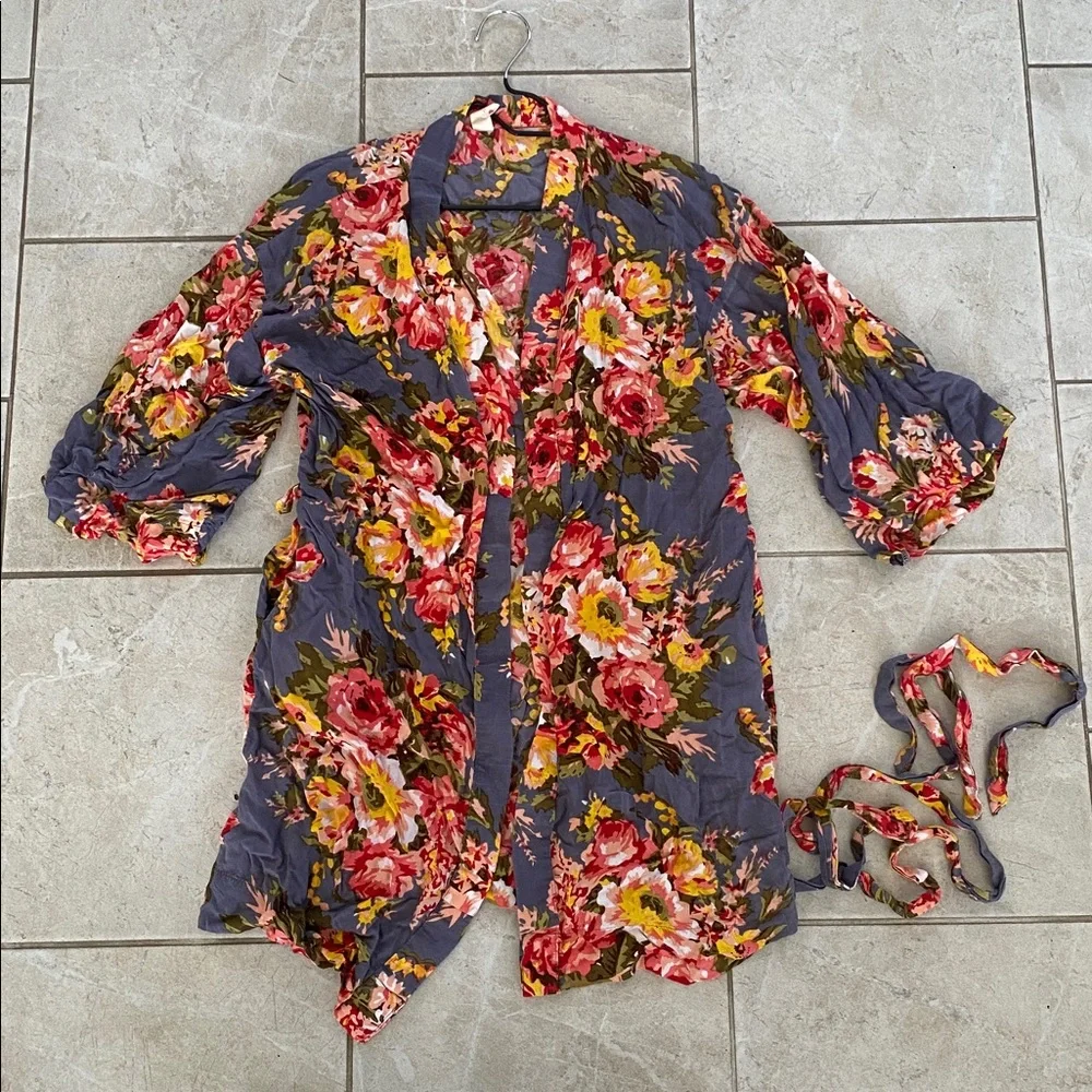 Handmade With Love Colorful Floral Robe Pockets - Picture 1 of 8